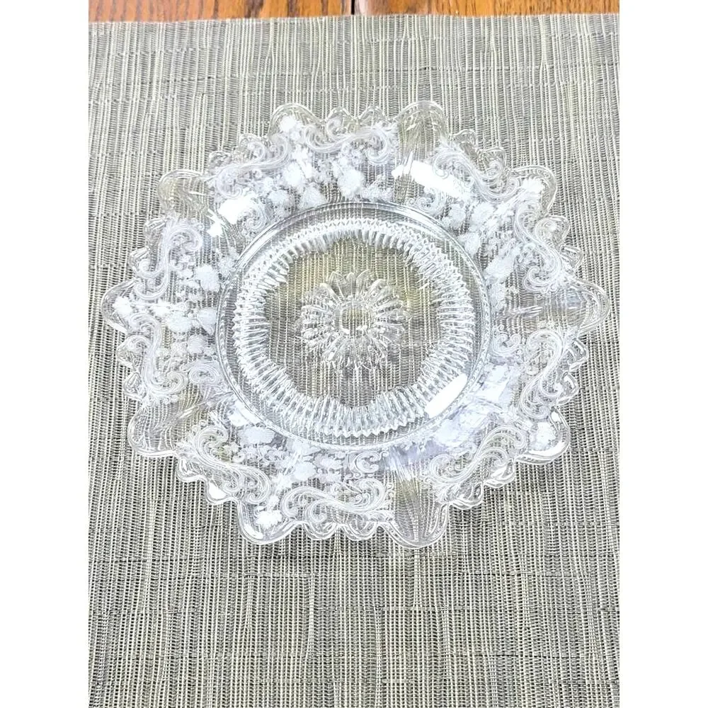 2 Vintage Cambridge Chantilly Martha Salad Plates, Crystal Etched, Clear 8-1/2